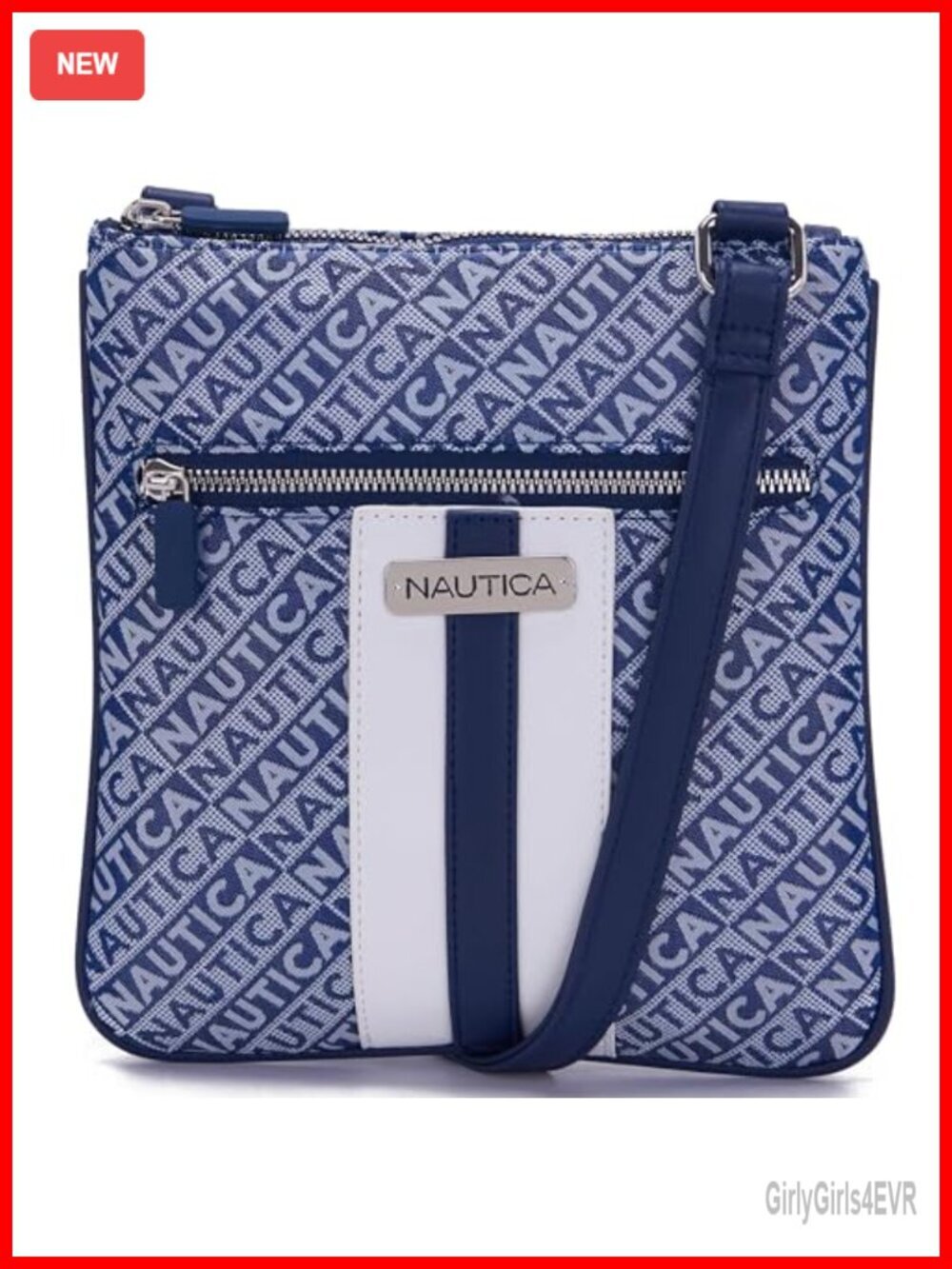 Nautica Jacquard Crossbody Bag with Adjustable Strap, Zippered Pockets